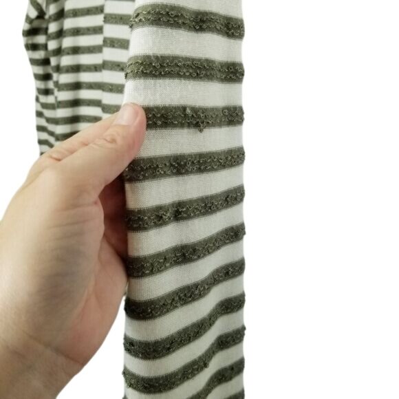Chicos Womens Striped Long Sleeve‎ Top Size 3 (L) Green & White Sequin Accents - Picture 5 of 8